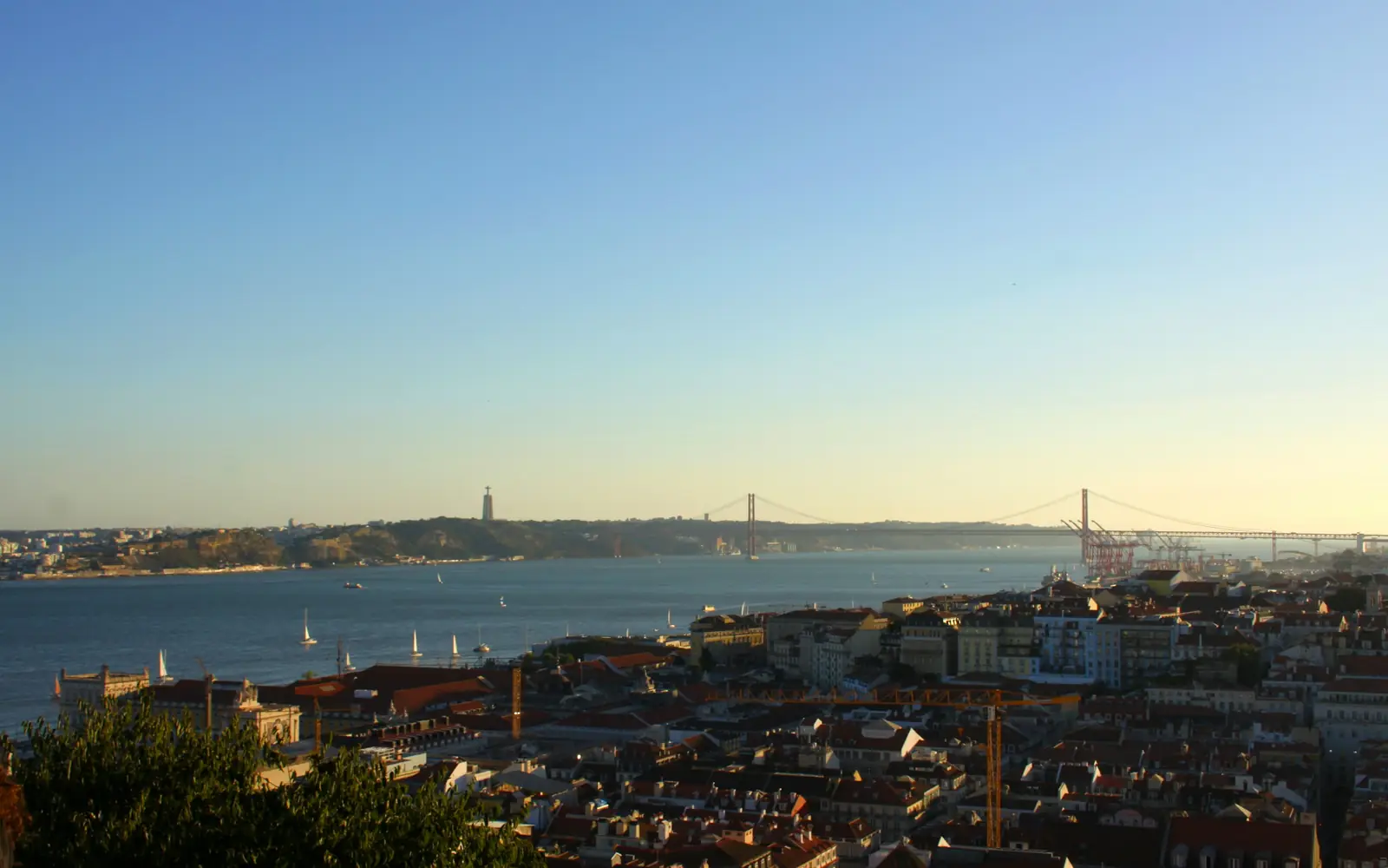 The view from Castelo de São Jorge over the roofs of Lisbon to the Tagus